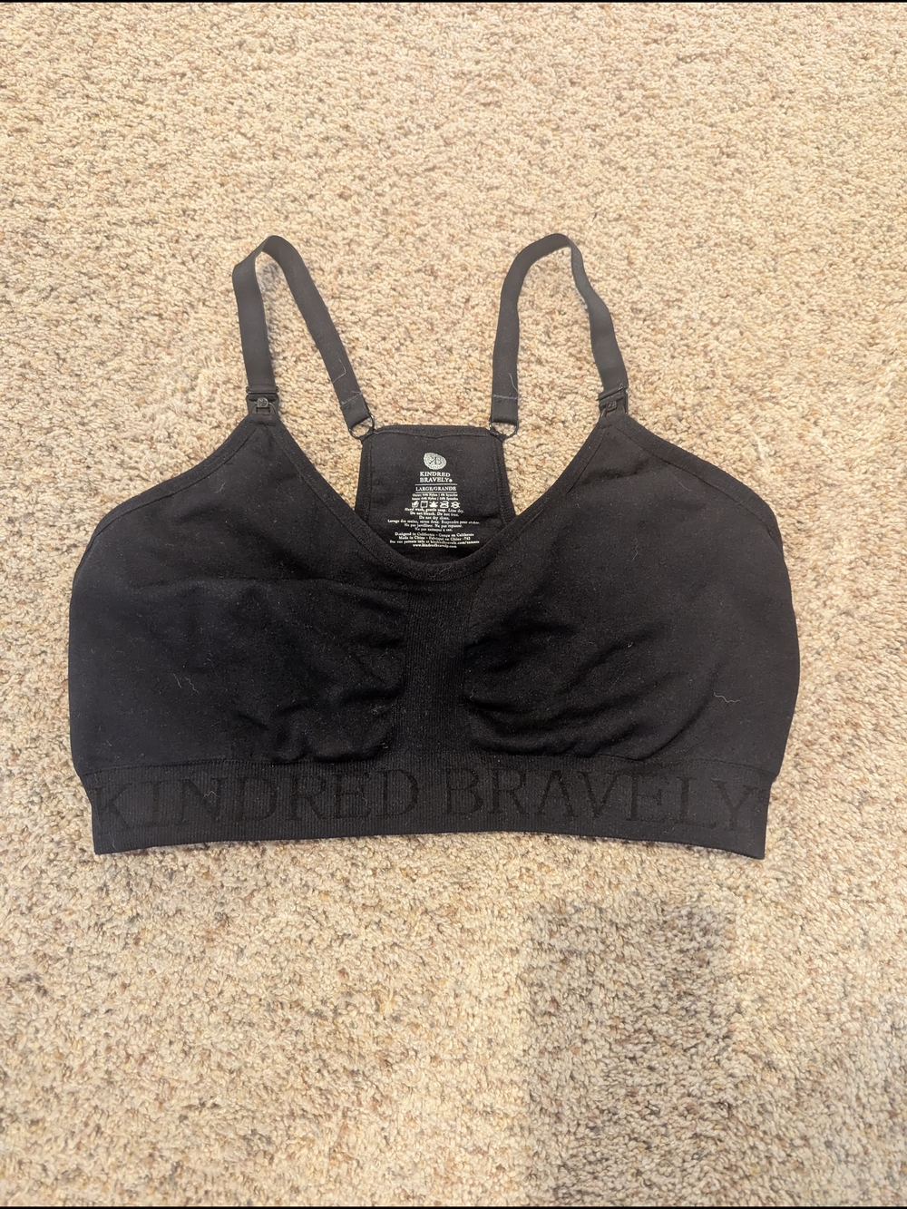Kindred Bravely Large Black Sublime Low Impact Pumping & Nursing Sports Bra